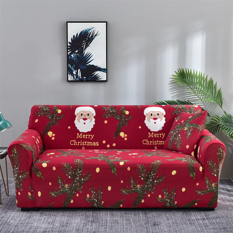 

Merry Christmas Gift Stretch Elastic Sofa Cover Set Non-slip Universal Inclusive L Shape Deer Slipcover Couch for Living Room