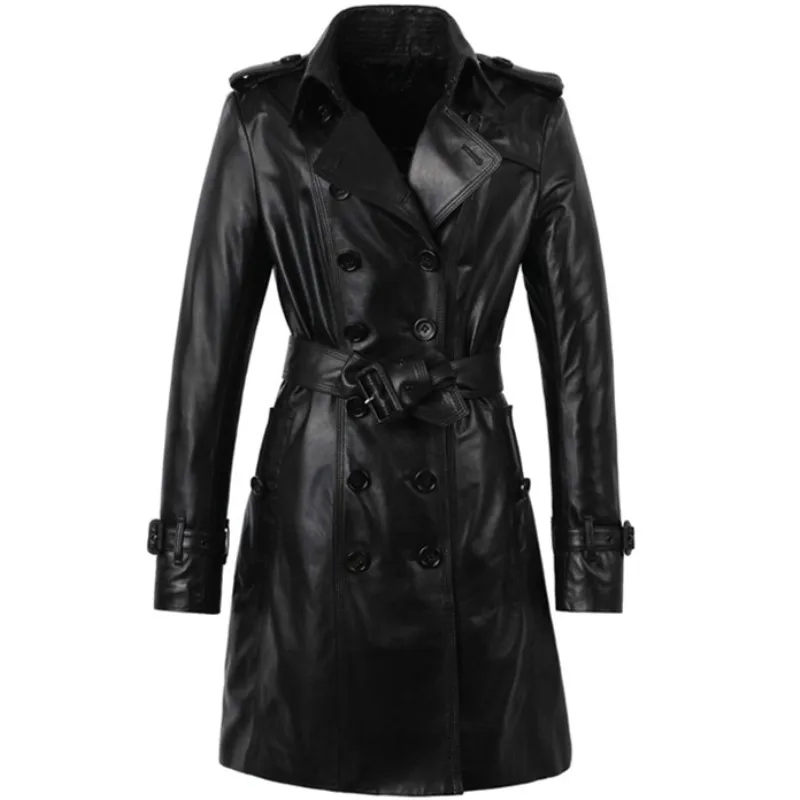 Pakistan dyed water head layer sheepskin leather female long double-breasted trench coat
Pakistan dyed water head layer sheepskin leather female long double-breasted trench coat