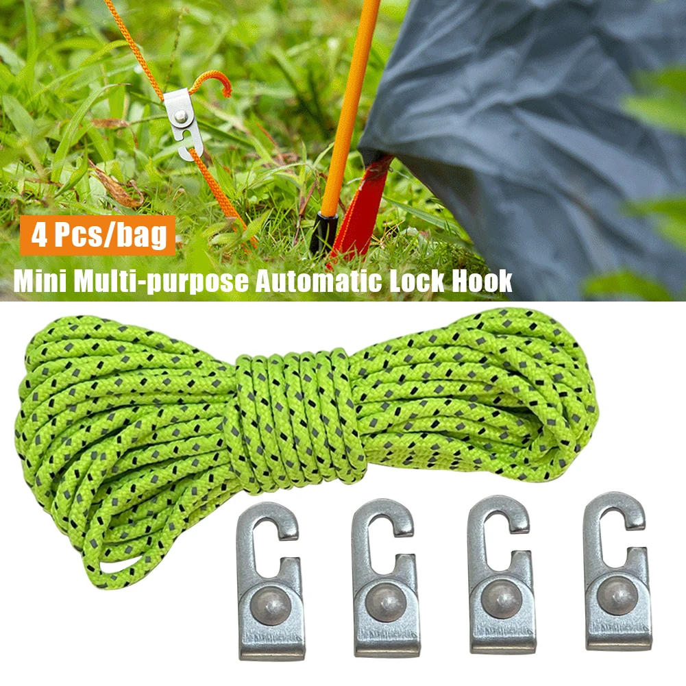 4 Pcs/bag Automatic Lock Hook Mini Multi-purpose No Knot Hook Camping Tent Hook No Knot Automatic Lock Camping Equipment
4 Pcs/bag Automatic Lock Hook Mini Multi-purpose No Knot Hook Camping Tent Hook No Knot Automatic Lock Camping Equipment