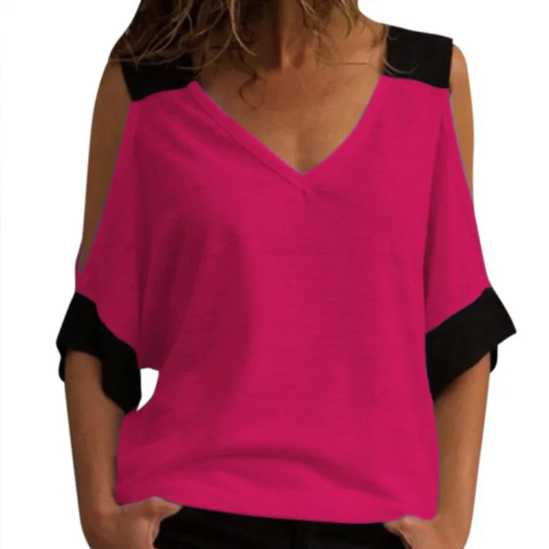 Casual Women Short Sleeve Top Summer V Neck Off Shoulder T-Shirt Girls Patchwork Loose Tops Tees Streetwear Plus Size
Casual Women Short Sleeve Top Summer V Neck Off Shoulder T-Shirt Girls Patchwork Loose Tops Tees Streetwear Plus Size