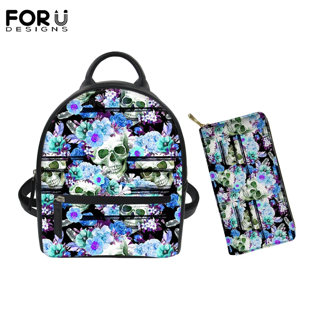 FORUDESIGNS Backpack Purse 2Pcs Set For Women's Casual Mini Shoulder Bags Skull Flower Design New Trend Pu Back Pack Lady 2021
FORUDESIGNS Backpack Purse 2Pcs Set For Women's Casual Mini Shoulder Bags Skull Flower Design New Trend Pu Back Pack Lady 2021