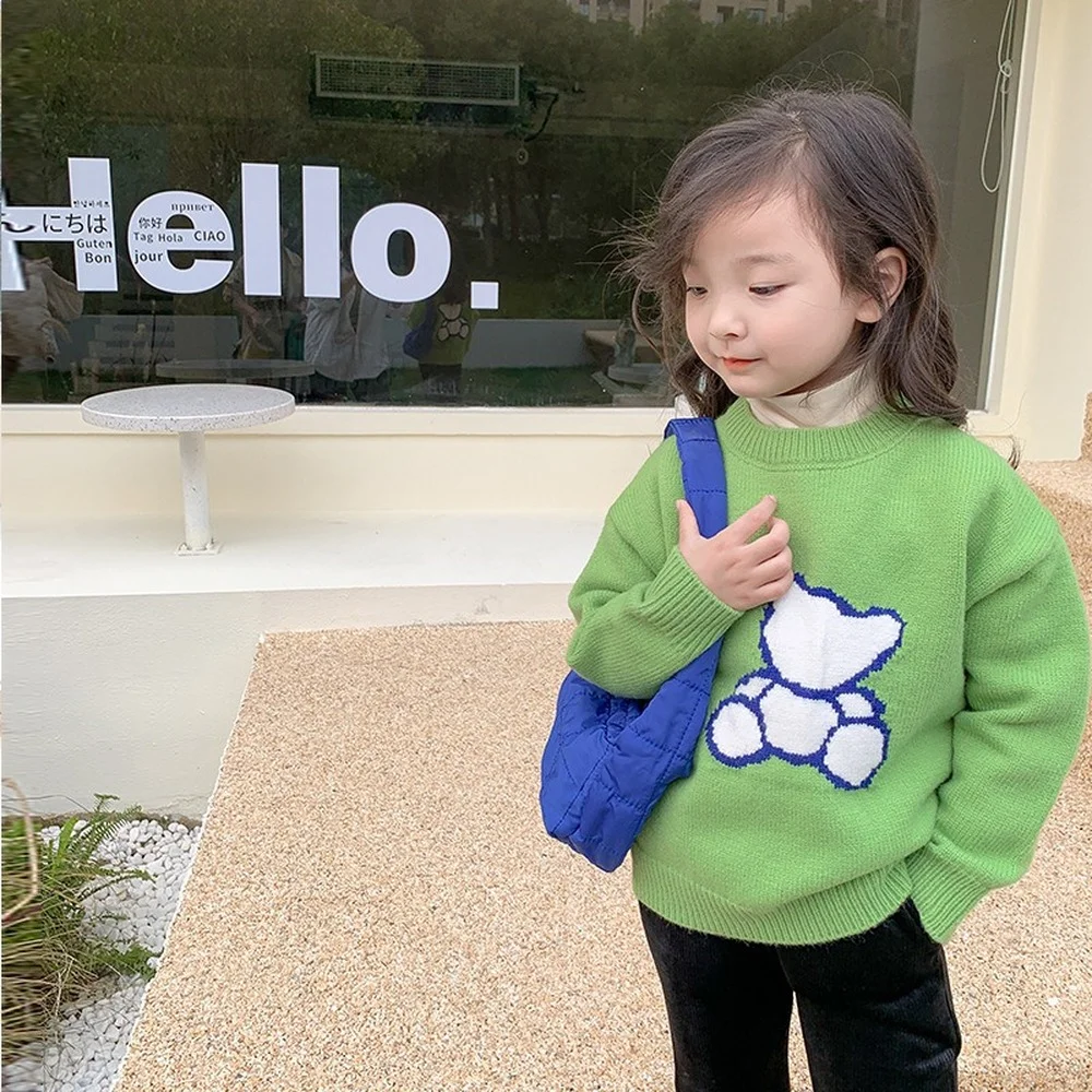 Korean style Winter children cute cartoon bear warm sweaters Kids O-Neck soft Thick knitted sweaters
Korean style Winter children cute cartoon bear warm sweaters Kids O-Neck soft Thick knitted sweaters