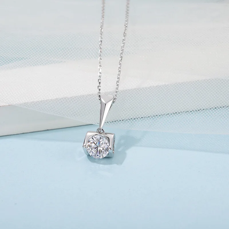 925 Sterling Silver 1 Ct D Color Moissanite Pendant Necklace Classic Excellent Cut Diamond for Women Party | Украшения и