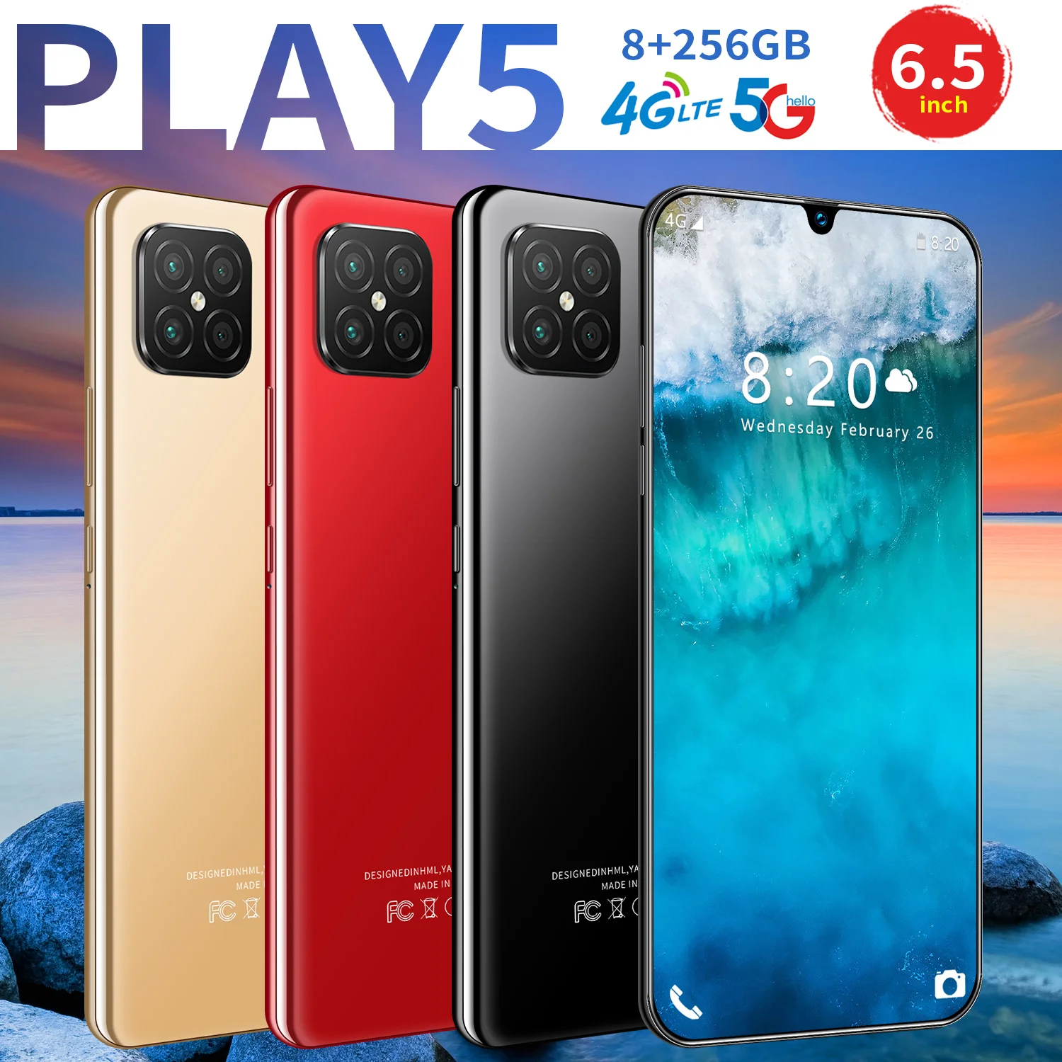 2021 latest Play5 Android 10.0 global version 6.5-inch large screen dual card dual standby large capacity 12 512GB smartphone
2021 latest Play5 Android 10.0 global version 6.5-inch large screen dual card dual standby large capacity 12 512GB smartphone