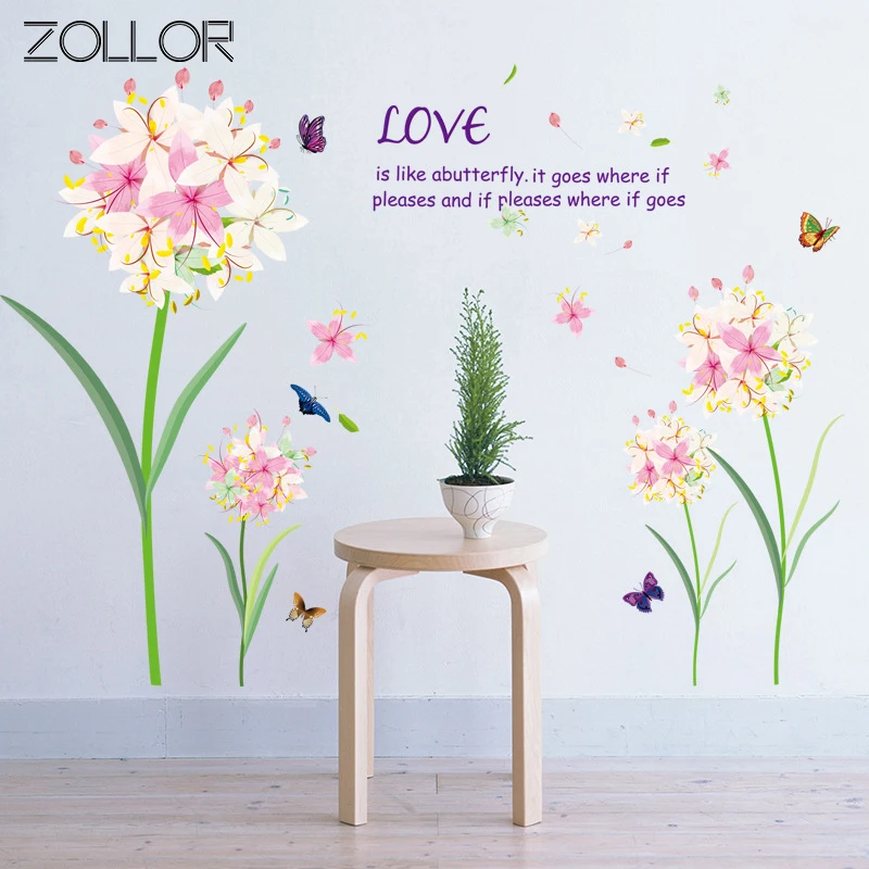 Zollor PVC Butterfly Lisianthus Flower Wall Sticker DIY Romantic Pastoral Style Living Bedroom Mural Decals Cabinet Store Poster
Zollor PVC Butterfly Lisianthus Flower Wall Sticker DIY Romantic Pastoral Style Living Bedroom Mural Decals Cabinet Store Poster