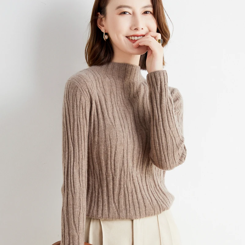 Half Turtleneck Sweater Women's Hole Striped Pure Color Knitted Bottoming Shirt Fall/Winter 2021 New Pullover Bottoming Shirt
Half Turtleneck Sweater Women's Hole Striped Pure Color Knitted Bottoming Shirt Fall/Winter 2021 New Pullover Bottoming Shirt