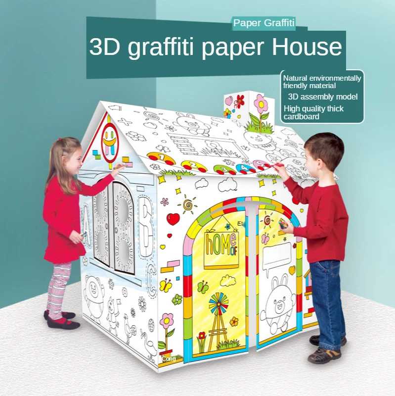 Children DIY House Cardboard 3D Puzzle Art Painting Hand-Painted Graffiti Painting Enlightenment Parent-Child Toys Gifts For Kid
Children DIY House Cardboard 3D Puzzle Art Painting Hand-Painted Graffiti Painting Enlightenment Parent-Child Toys Gifts For Kid