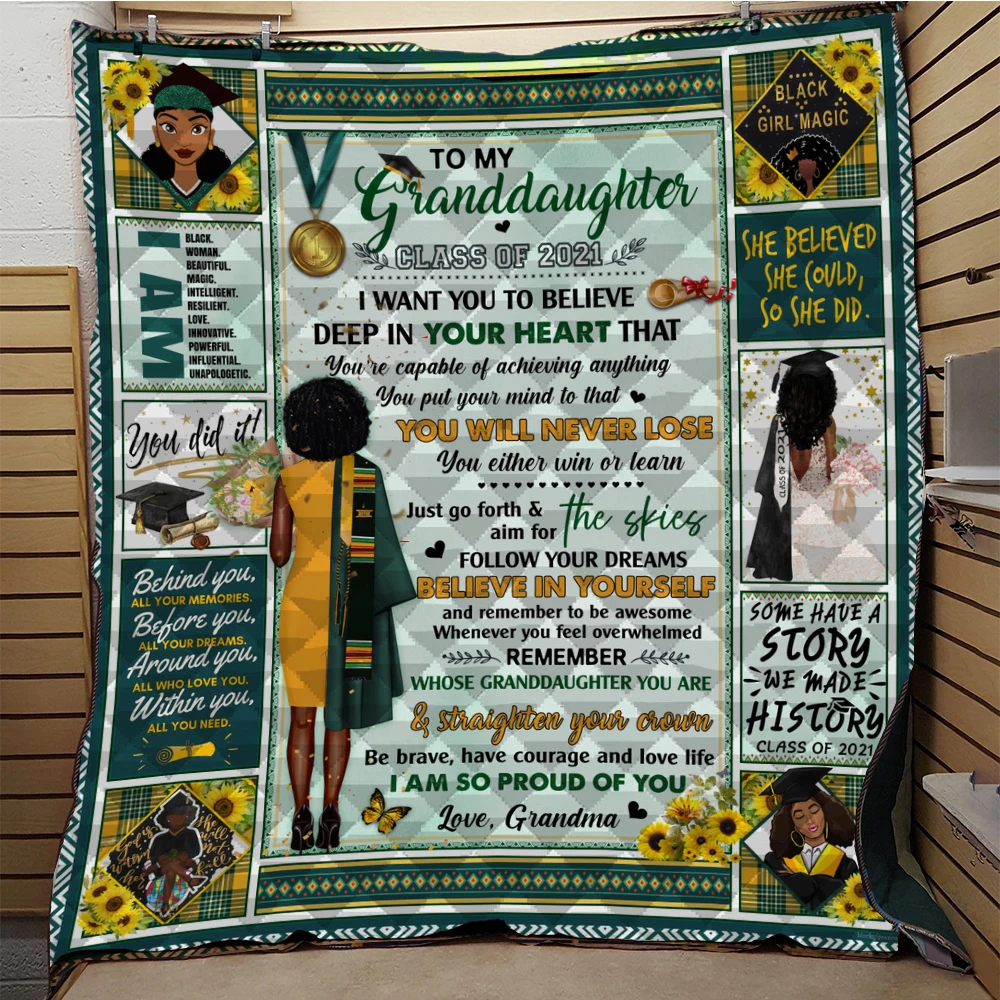 2021 To My Granddaughter Graduation Senior Sunflower Quilt Blanket Bedding Throw Soft Warm Blanket With Cotton All Season Quilt
2021 To My Granddaughter Graduation Senior Sunflower Quilt Blanket Bedding Throw Soft Warm Blanket With Cotton All Season Quilt