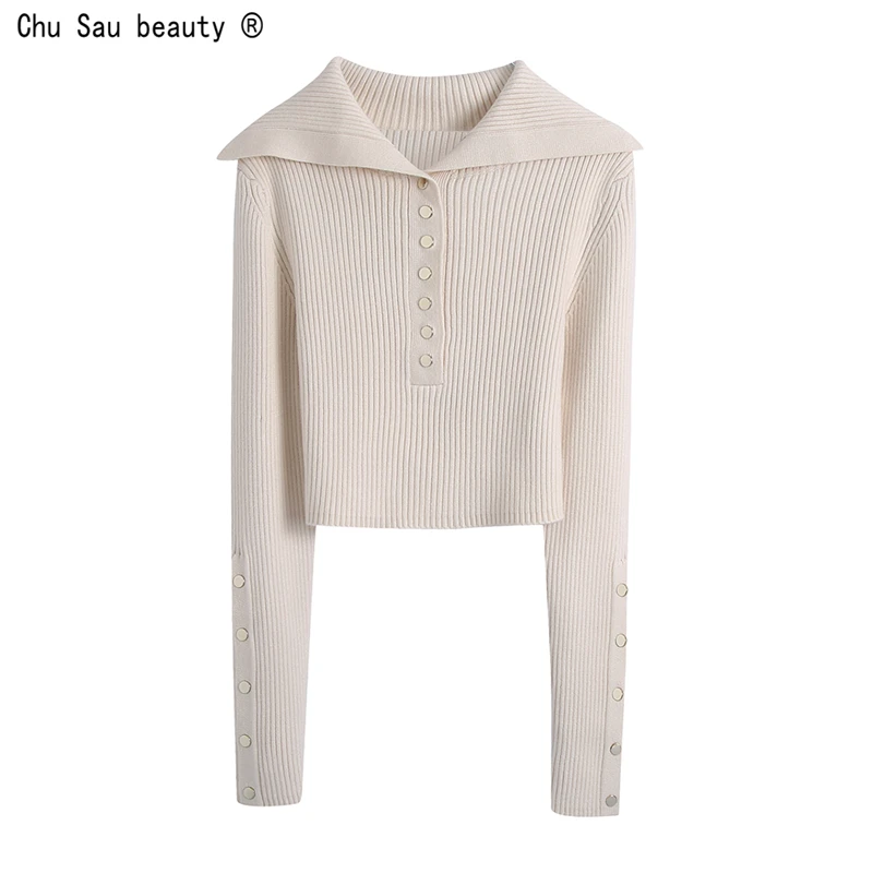 Fashion Polo Collar Casual Simple Style Ribbing Knit Sweater Spring Autumn New Tops Slim-Fitting Solid Color Women Pullover
Fashion Polo Collar Casual Simple Style Ribbing Knit Sweater Spring Autumn New Tops Slim-Fitting Solid Color Women Pullover