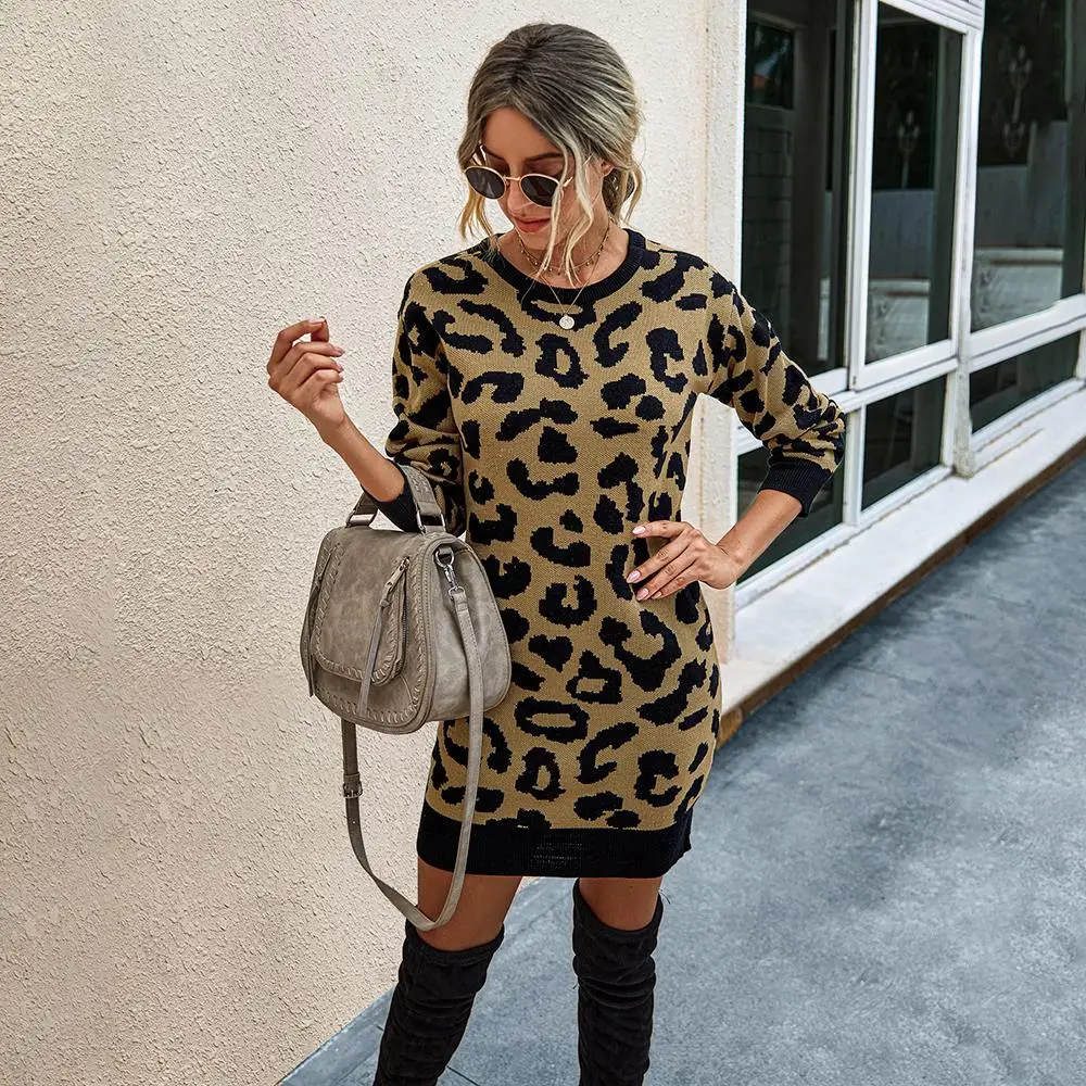 Winter Long Sleeve Knitted Sweater Dress Women Fashion Leopard Print Slim Sexy Mini Woman Dresses Elegant Vestidos 2020 Fall
Winter Long Sleeve Knitted Sweater Dress Women Fashion Leopard Print Slim Sexy Mini Woman Dresses Elegant Vestidos 2020 Fall