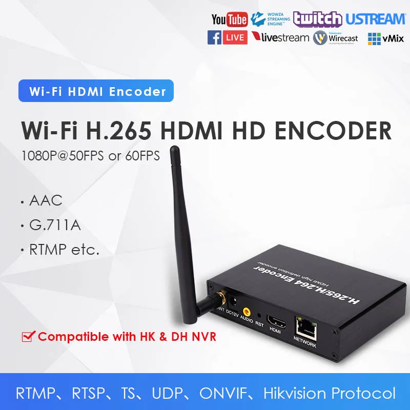 H.265 Wi Fi 1080P HDMI Сетевое Видео энкодер для IPTV видео конференций потоковое YouTube Facebook