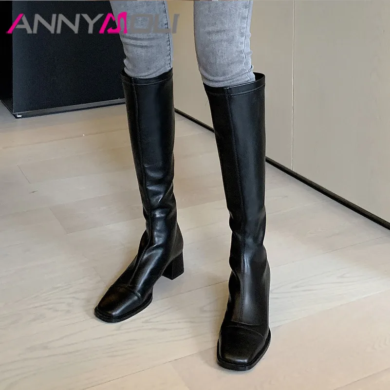 ANNYMOLI Women Knee High Boots Shoes Square Toe Thick Heels Long Boots Zip High Heel Fashion Stretch Boots Lady Autumn Black 43
ANNYMOLI Women Knee High Boots Shoes Square Toe Thick Heels Long Boots Zip High Heel Fashion Stretch Boots Lady Autumn Black 43