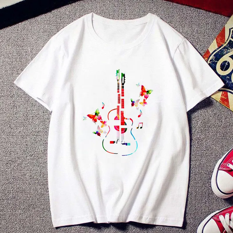 Summer Casual Shirt Short-sleeved Female Tshirt New Harajuku Women's White T-shirt Fashion Creative Musical Note Printed T Shirt 
Summer Casual Shirt Short-sleeved Female Tshirt New Harajuku Women's White T-shirt Fashion Creative Musical Note Printed T Shirt