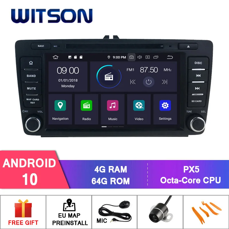 Автомобильная gps-система WITSON на Android 10 0 для SKODA OCTAVIA 2009 2010 2011 2012 2013 2014 2015
