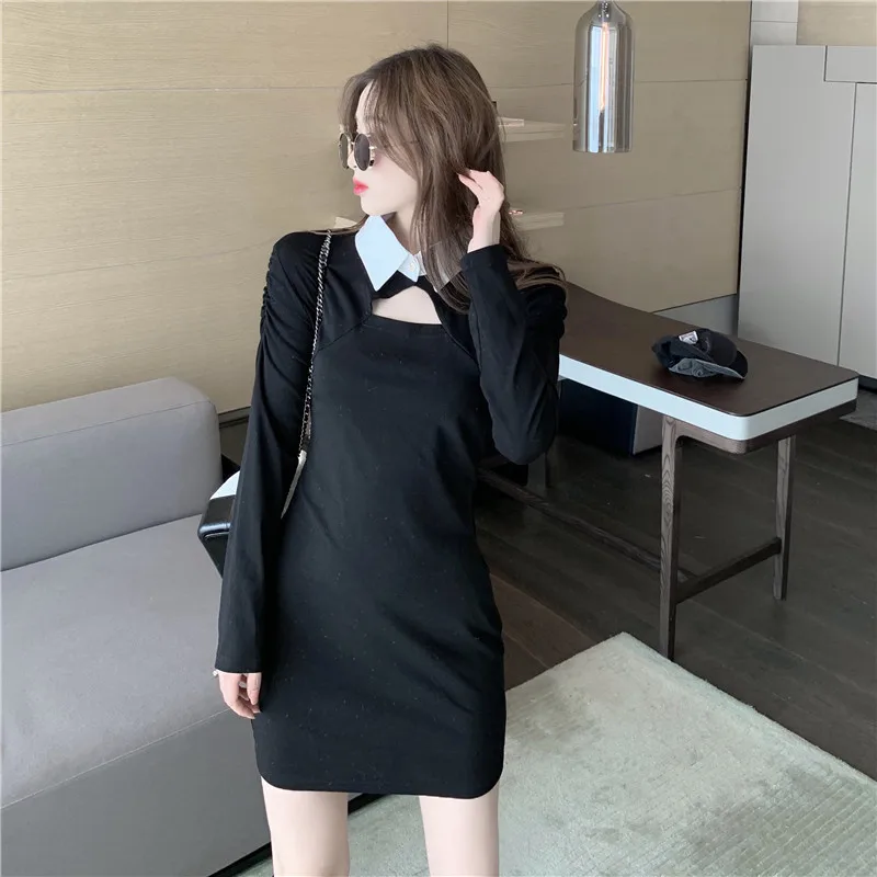 Sexy Full Sleeve Women one-piece dress korean Winter Panelled High Waist Hollow Out Dresses Black 291
Sexy Full Sleeve Women one-piece dress korean Winter Panelled High Waist Hollow Out Dresses Black 291