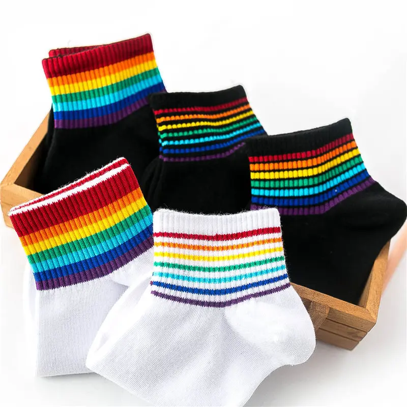 Funny Cute Colorful Rainbow Socks For Students Trend Sports Breathable Stockings Streetwear Unisex Cotton Rainbow-Striped Socks
Funny Cute Colorful Rainbow Socks For Students Trend Sports Breathable Stockings Streetwear Unisex Cotton Rainbow-Striped Socks