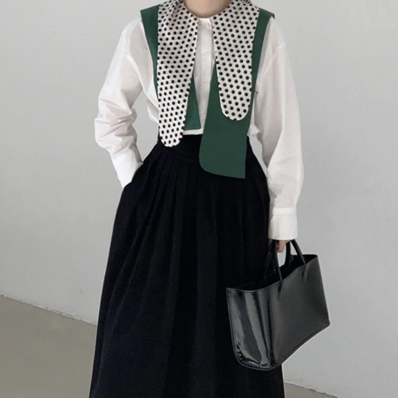 Fashion Women 2 Piece Dress Suits Irregular Porka Lapel Stitching White Shirt&High Waist A Line Skirt Sets Retro 2pc Outfits
Fashion Women 2 Piece Dress Suits Irregular Porka Lapel Stitching White Shirt&High Waist A Line Skirt Sets Retro 2pc Outfits