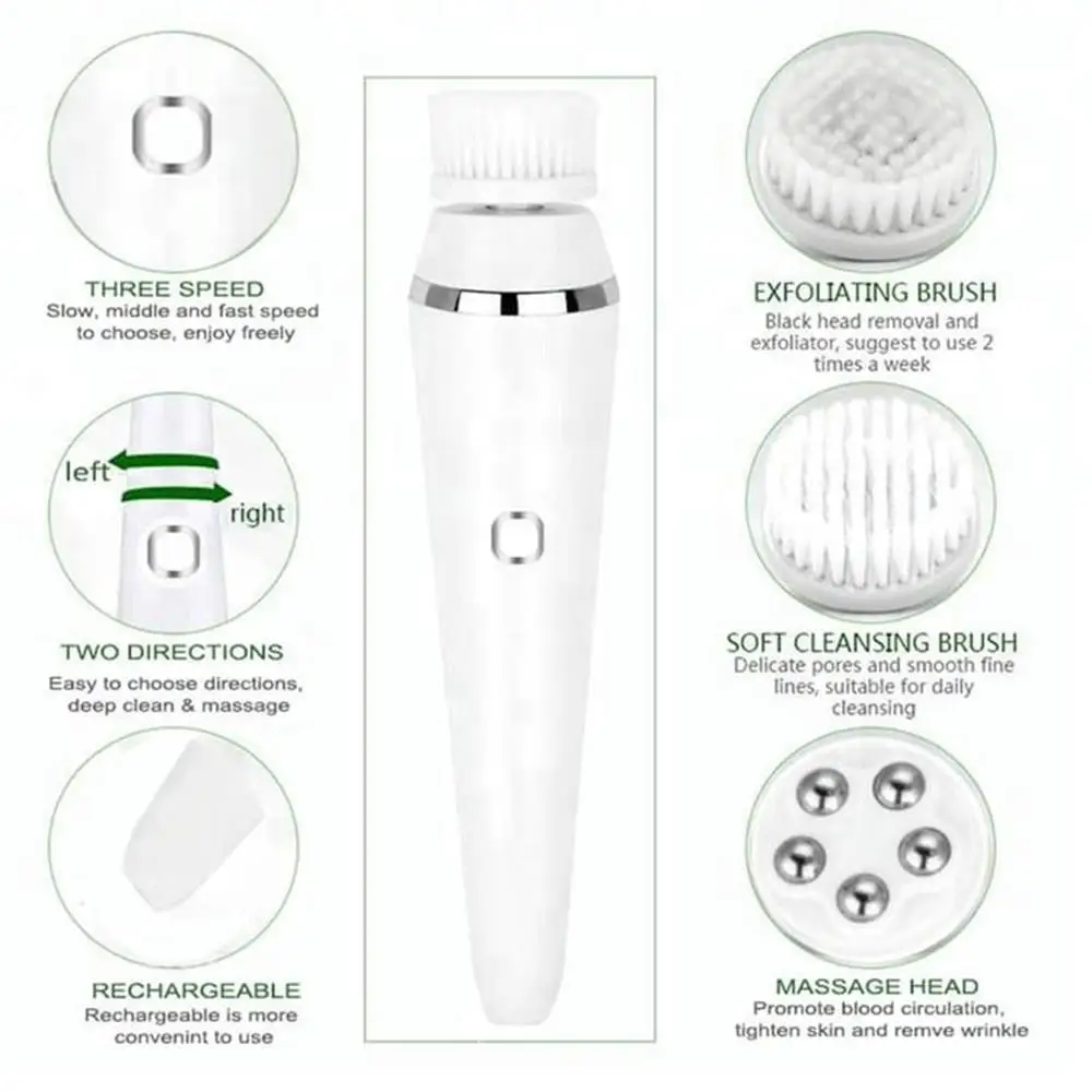Facial Cleansing Brush Rechargeable Electric Spin Face Brush Waterproof Face Scrubber Massager with 4 Brush Heads Facial Cleaner
Facial Cleansing Brush Rechargeable Electric Spin Face Brush Waterproof Face Scrubber Massager with 4 Brush Heads Facial Cleaner