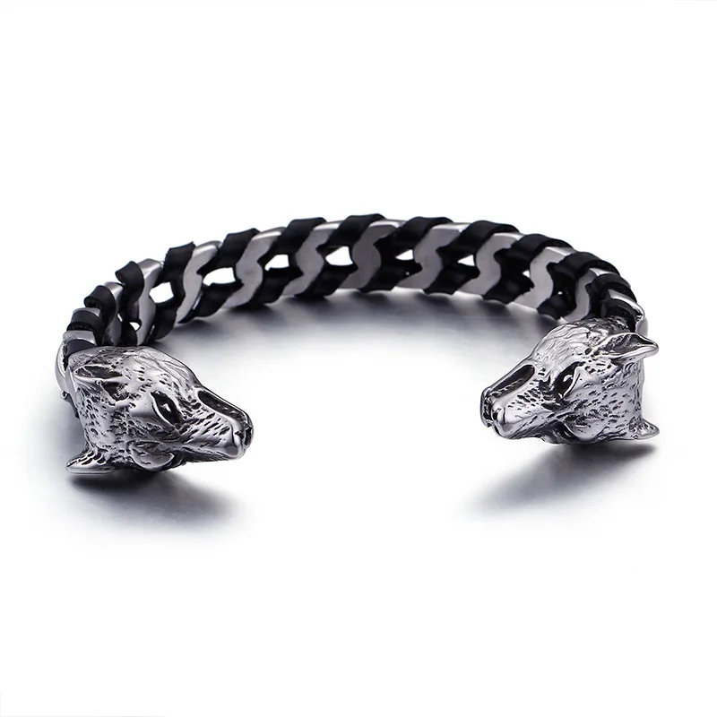 Domineering men's bracelet opening double leading titanium steel bracelet personality trend men's wolf head bracelet gift
Domineering men's bracelet opening double leading titanium steel bracelet personality trend men's wolf head bracelet gift