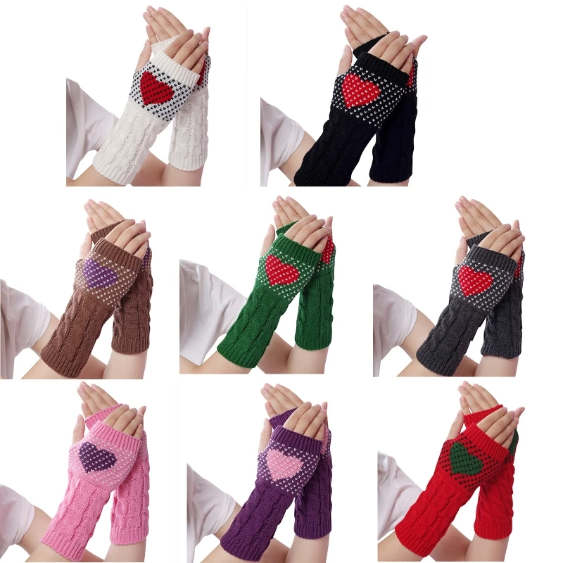 Women Winter Twist Cable Knit Half Finger Gloves Sweet Heart Jacquard Driving Fingerless Mittens Thumbhole Arm Warmers
Women Winter Twist Cable Knit Half Finger Gloves Sweet Heart Jacquard Driving Fingerless Mittens Thumbhole Arm Warmers