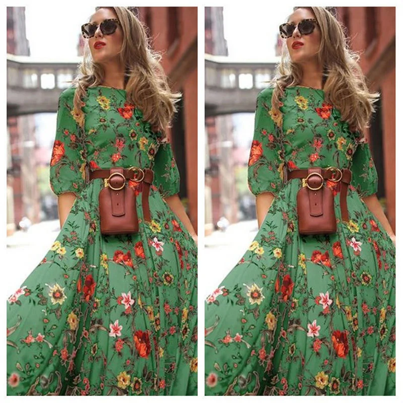 Women Bohemian Printing Flower Long Dress Long Sleeve O Neck Loose Dress Office lady Beach Vacation Dresses Clothing
Women Bohemian Printing Flower Long Dress Long Sleeve O Neck Loose Dress Office lady Beach Vacation Dresses Clothing