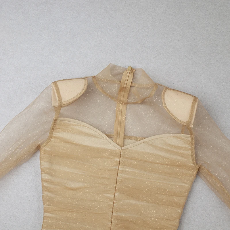 Women Winter Sexy Long Sleeve Mesh Ruched Glitter Khaki Bodycon Bandage Dress 2020 Elegant Evening Party Club Dress Vestidos
Women Winter Sexy Long Sleeve Mesh Ruched Glitter Khaki Bodycon Bandage Dress 2020 Elegant Evening Party Club Dress Vestidos