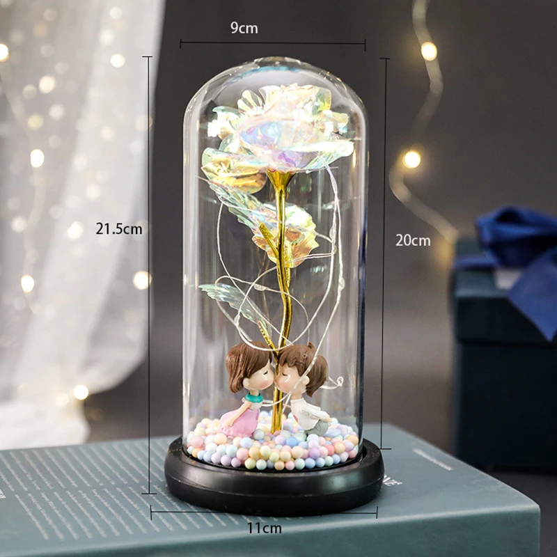 Enchanted Galaxy Artificial Rose Flashing Colorful Flower In Glass Dome LED Light Gift Box Home Decor for Mother Valentine's Day
Enchanted Galaxy Artificial Rose Flashing Colorful Flower In Glass Dome LED Light Gift Box Home Decor for Mother Valentine's Day