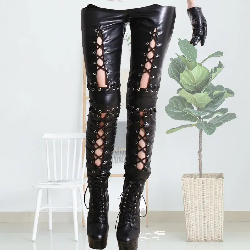 Vintage Streetwear Bright Imitation Leather Skinny Pants Punk Rock Style Hollow out Strap Leggings Women's Pants Cropped Pants
Vintage Streetwear Bright Imitation Leather Skinny Pants Punk Rock Style Hollow out Strap Leggings Women's Pants Cropped Pants