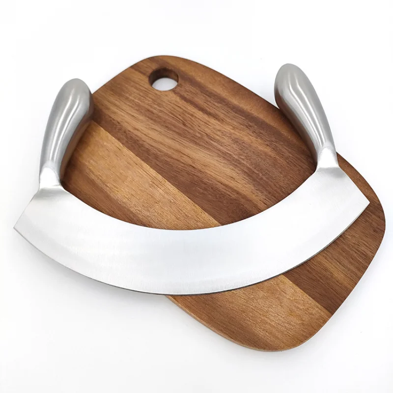 8.5 Inch Stainless Steel Mezzaluna Knife Herb Chopper Pizza Cutter Fruit Vegetable Salad Slicing Knife Dicer Herb Mincer Knife
8.5 Inch Stainless Steel Mezzaluna Knife Herb Chopper Pizza Cutter Fruit Vegetable Salad Slicing Knife Dicer Herb Mincer Knife