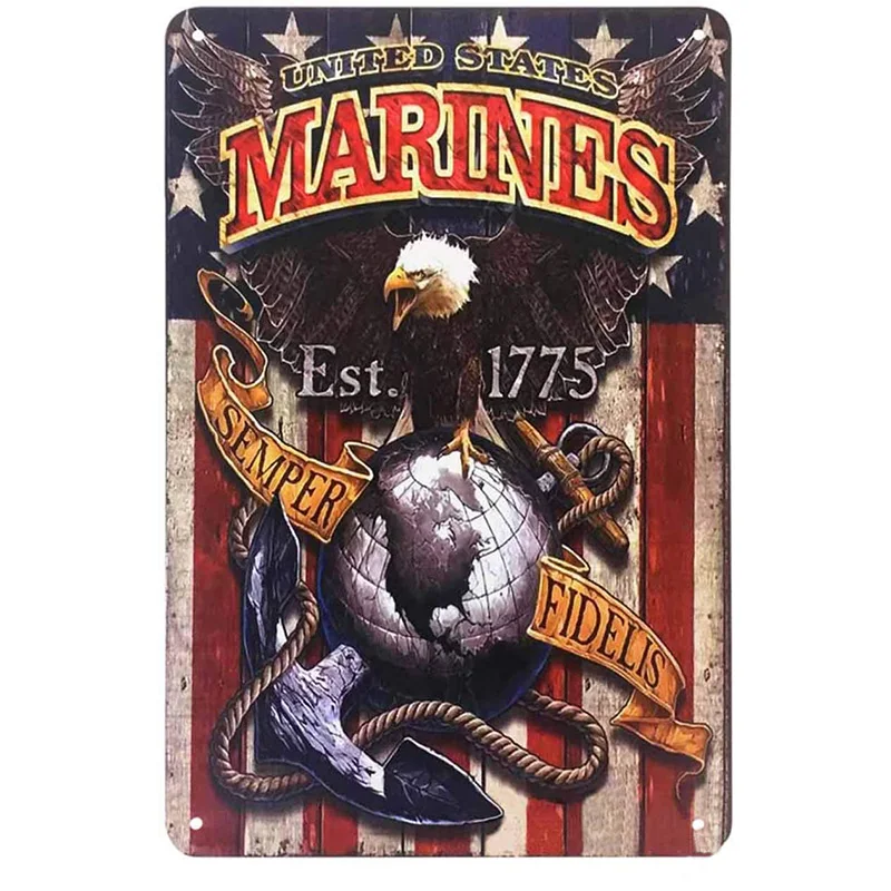U.S. Marine Corps Tin Logo Cool Eagle Retro Metal Tin Logo on The Flag Room Decor Men Art Deco for Home Bar Club Cafe 8x12 Inch
U.S. Marine Corps Tin Logo Cool Eagle Retro Metal Tin Logo on The Flag Room Decor Men Art Deco for Home Bar Club Cafe 8x12 Inch