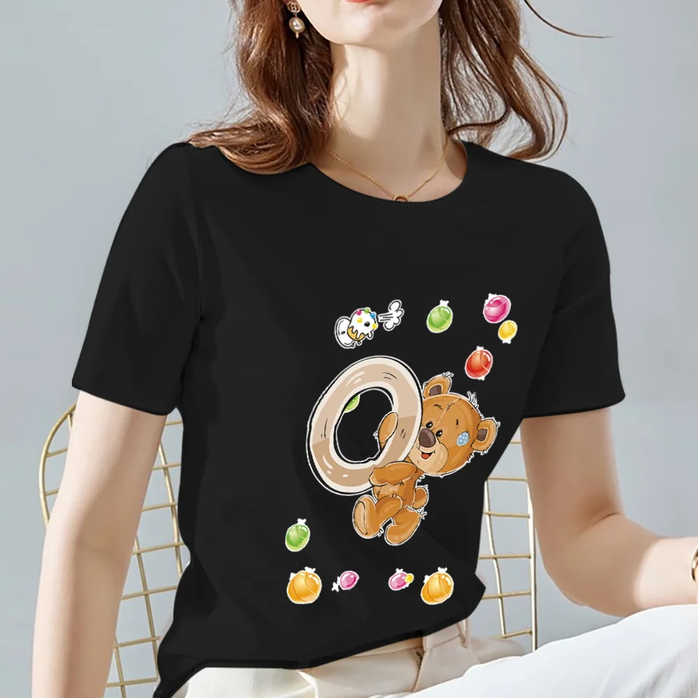 Fashion Street Casual Tshirt Women Commuter Clothing Teddy Bear 26 Letter O Initial Name Printing Round Neck Black Slim Soft Top
Fashion Street Casual Tshirt Women Commuter Clothing Teddy Bear 26 Letter O Initial Name Printing Round Neck Black Slim Soft Top