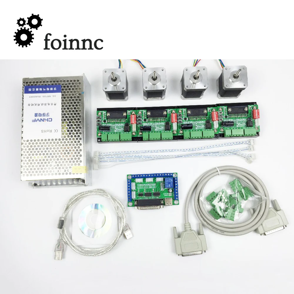CNC mach3 USB 4 Axis Kit, 1pcs 5Axis Interface Board+4pcs Stepper Motor Driver+4pcs Nema17 0.48Nm Stepper Motor+1pcs 240W Power
CNC mach3 USB 4 Axis Kit, 1pcs 5Axis Interface Board+4pcs Stepper Motor Driver+4pcs Nema17 0.48Nm Stepper Motor+1pcs 240W Power