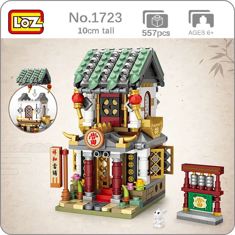 

LOZ 1723 City Street Chinatown Pawnshop магазин архитектура 3D модель DIY Мини блоки кирпичи игрушки для детей без коробки