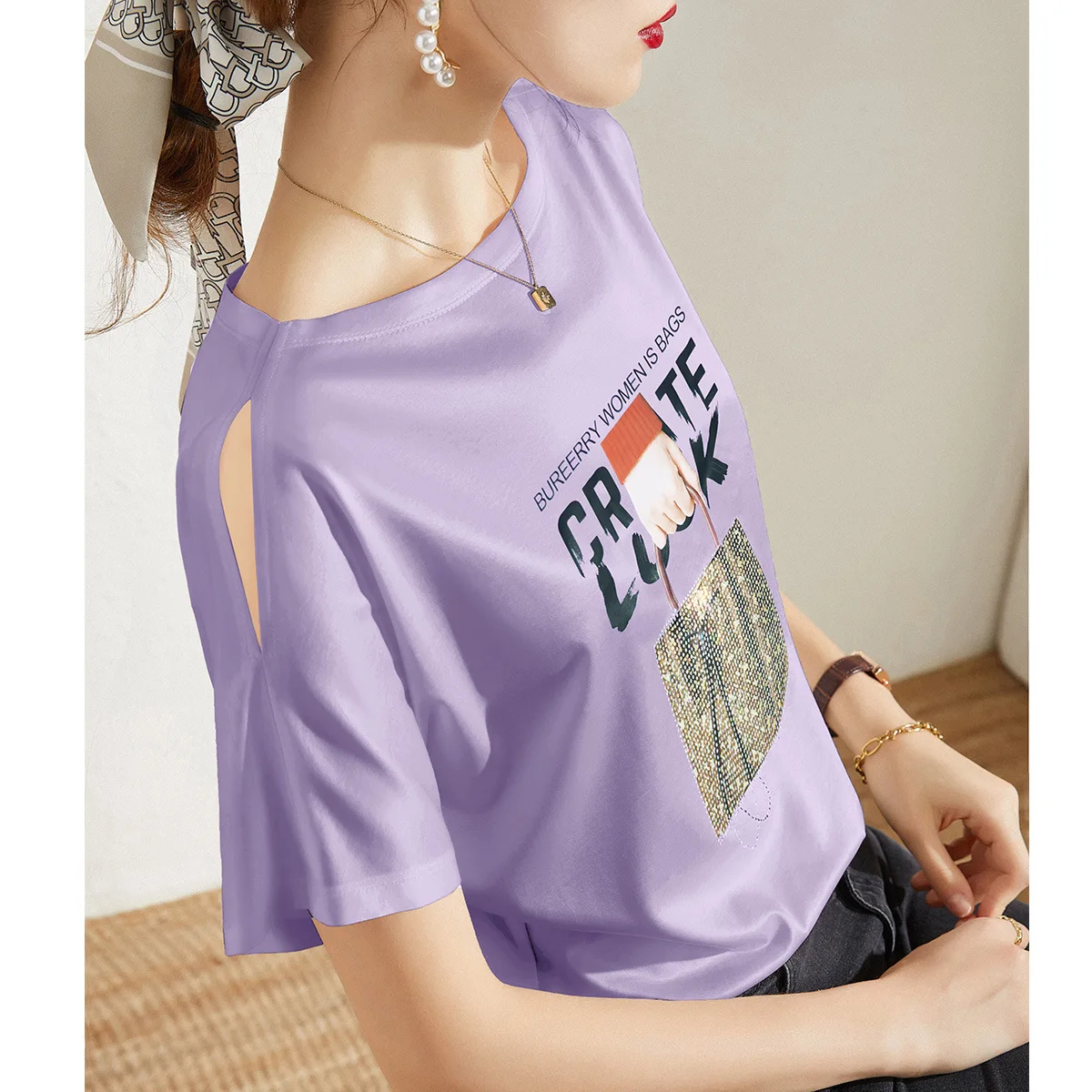 Silk Cotton T-shirt Women's Short Sleeve 2021 New Women's Fashion Fashion Loose Printing Shoulder Collar Coat Women's White
Silk Cotton T-shirt Women's Short Sleeve 2021 New Women's Fashion Fashion Loose Printing Shoulder Collar Coat Women's White