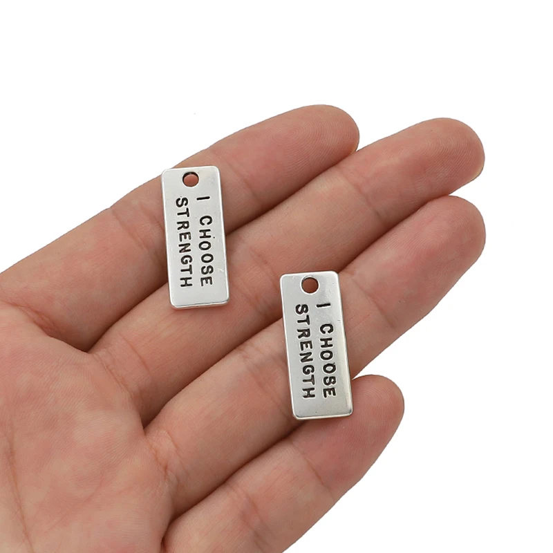 20PCS Charms Antique Silver Color carved “I Choose Strength” Word For Jewelry Findings DIY Word Metal Charms Wholesale
20PCS Charms Antique Silver Color carved “I Choose Strength” Word For Jewelry Findings DIY Word Metal Charms Wholesale