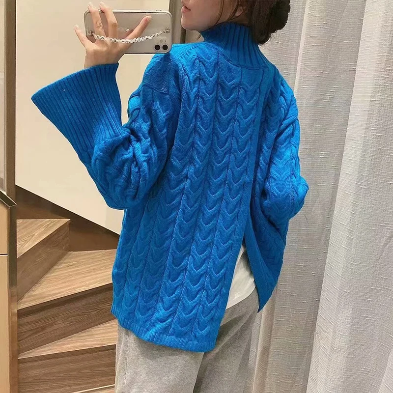 Autumn Winter Women Sweaters Turtleneck Pullovers Fashion Split Back Solid Warm Long Sleeve Vintage Loose Long Top
Autumn Winter Women Sweaters Turtleneck Pullovers Fashion Split Back Solid Warm Long Sleeve Vintage Loose Long Top