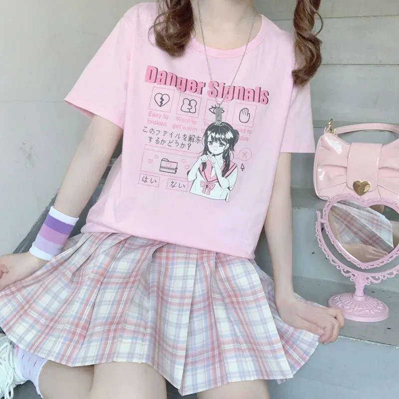 Summer Girl T-Shirt Japanese Ins Tide Danger Signal Cute Printing Sweet Soft Kawaii Girl Cartoon New Loose Short-Sleeved Shirt
Summer Girl T-Shirt Japanese Ins Tide Danger Signal Cute Printing Sweet Soft Kawaii Girl Cartoon New Loose Short-Sleeved Shirt