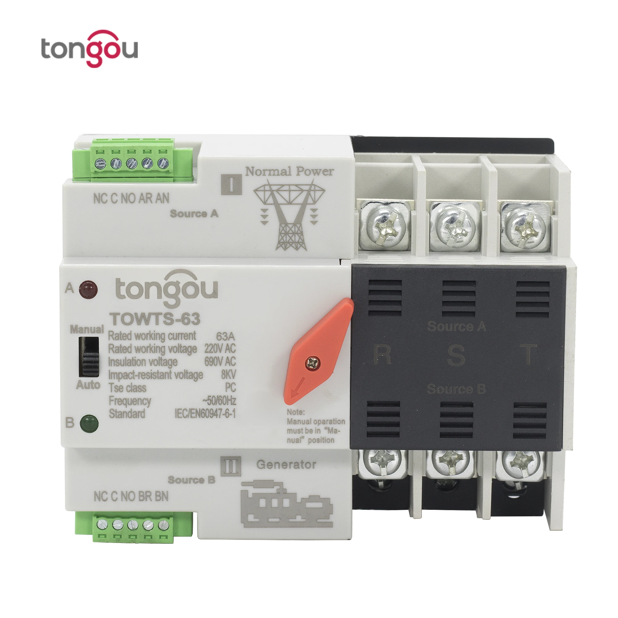 ATS Automatic Transfer Switch Electrical Selector Switches Dual Power Switch 3P 63A 100A 220V Mini ATS TOWTS-100
ATS Automatic Transfer Switch Electrical Selector Switches Dual Power Switch 3P 63A 100A 220V Mini ATS TOWTS-100