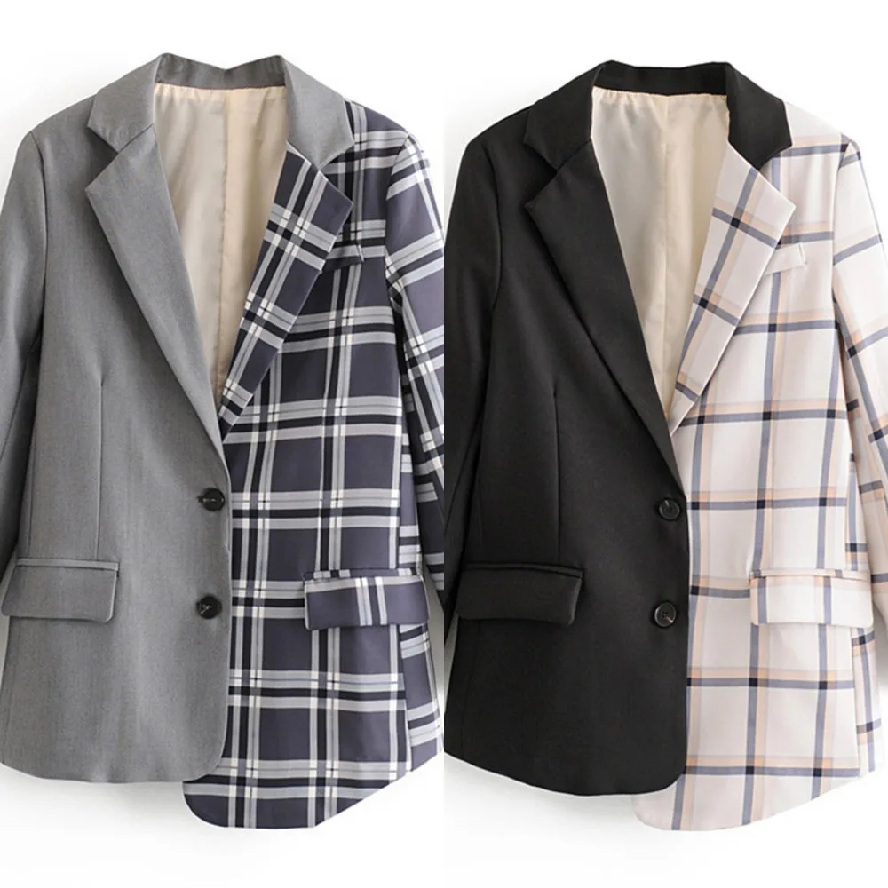 2020 Autumn Women Office Wear Plaid Patchwork Sweet Jacket Long Pockets Female Outerwear Casual Suit Blazers
2020 Autumn Women Office Wear Plaid Patchwork Sweet Jacket Long Pockets Female Outerwear Casual Suit Blazers