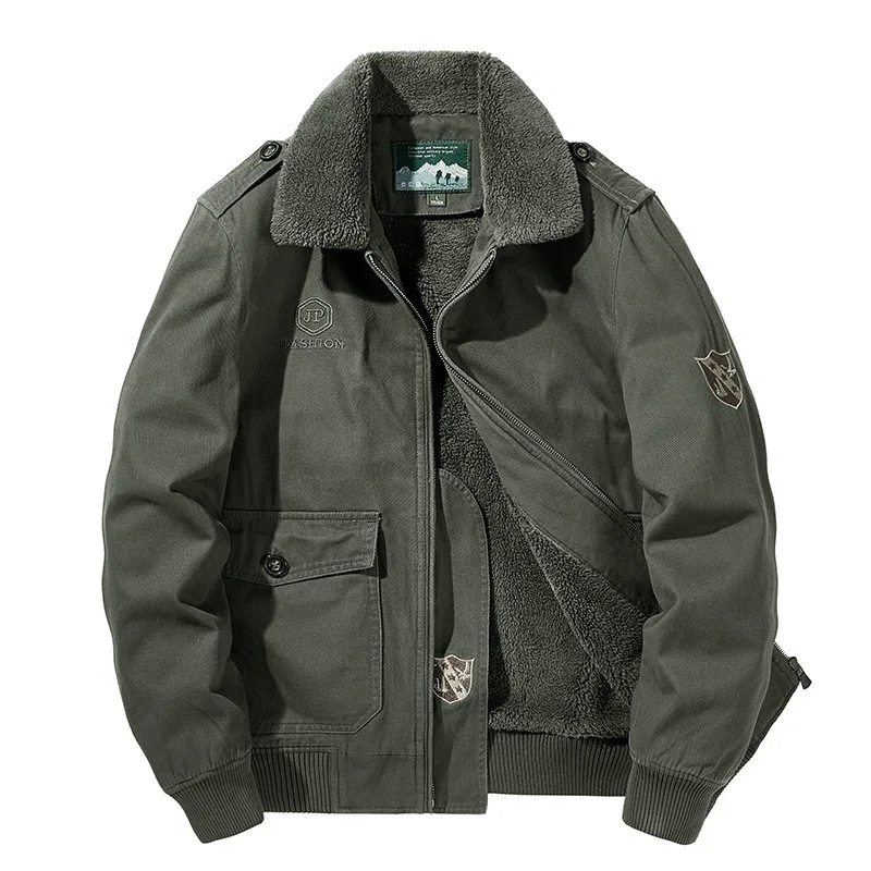 Winter Army Jacket Men Fleece Warm Thick Cotton Outwear Turn-down Collar Zipper Coat Solid Oversized Casual Bomber Men Jackets
Winter Army Jacket Men Fleece Warm Thick Cotton Outwear Turn-down Collar Zipper Coat Solid Oversized Casual Bomber Men Jackets