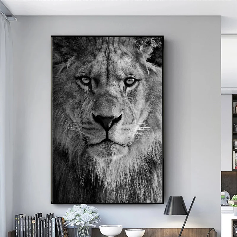 African Wild Lion Head Canvas Art Posters and Prints Black And White Animals Art Paintings on the Wall Art Pictures Home Decor 
African Wild Lion Head Canvas Art Posters and Prints Black And White Animals Art Paintings on the Wall Art Pictures Home Decor