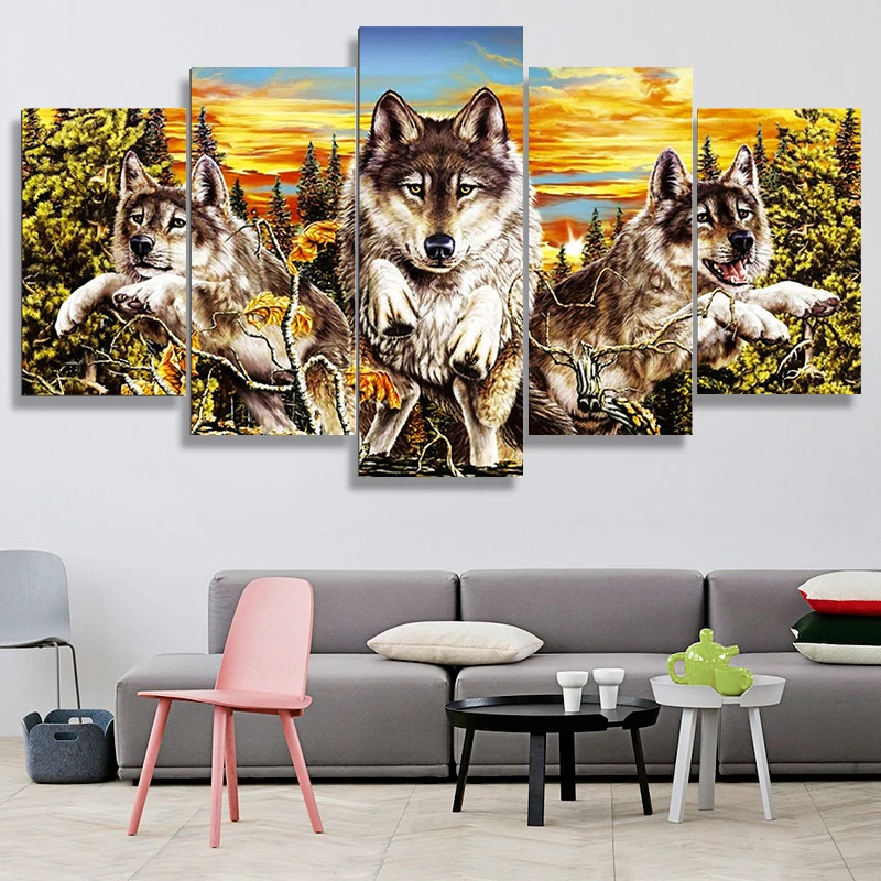 5 panel canvas wall art Sunset Animal Wolf Painting wall pictures for living room posters home decoration
5 panel canvas wall art Sunset Animal Wolf Painting wall pictures for living room posters home decoration