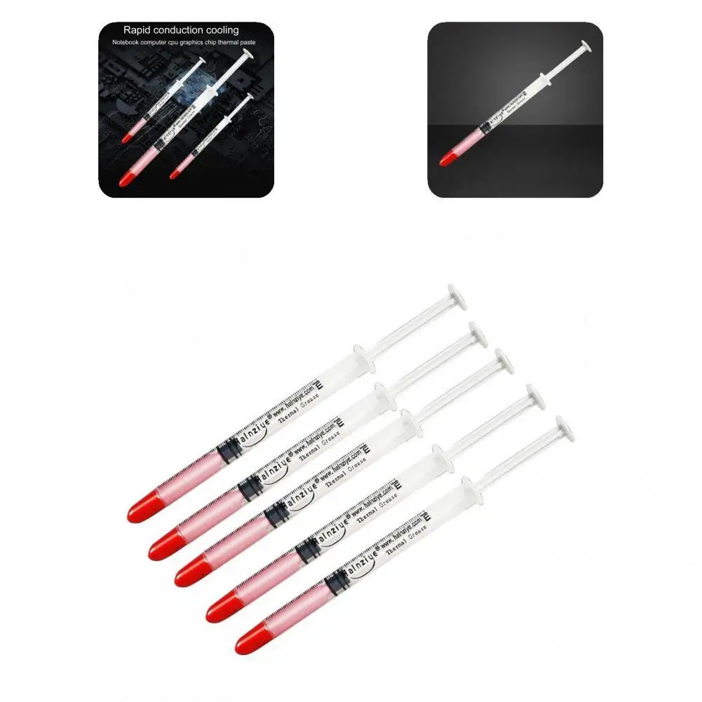 5Pcs Thermal Compound Convenient 2.5W/M-K 0.5g CPU Cooler Thermal Grease Safe Electric Heatsink Plaster
5Pcs Thermal Compound Convenient 2.5W/M-K 0.5g CPU Cooler Thermal Grease Safe Electric Heatsink Plaster