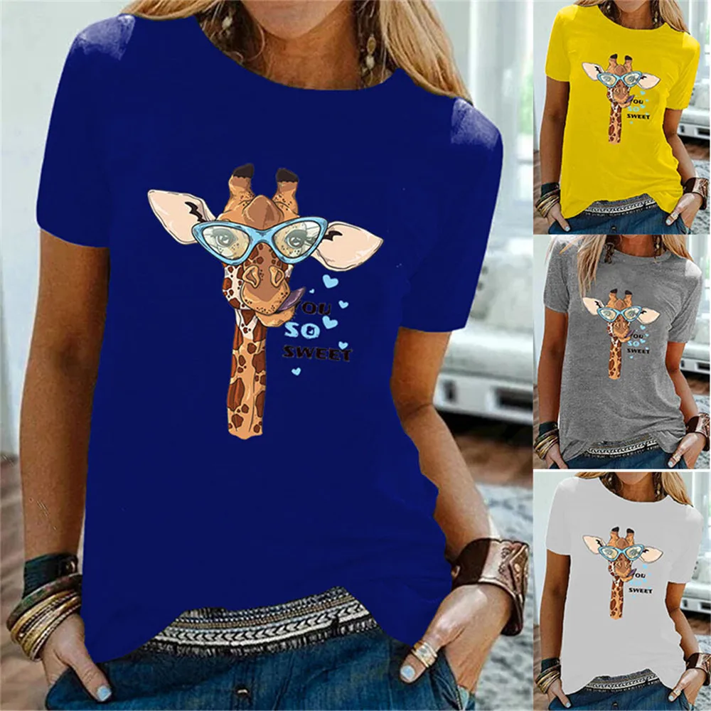 Women T Shirt Kawaii Giraffe Printed White Summer Tshirt Fashion Hipster Harajuku Thin Section Cute T-shirt Female Tops Clothes
Women T Shirt Kawaii Giraffe Printed White Summer Tshirt Fashion Hipster Harajuku Thin Section Cute T-shirt Female Tops Clothes