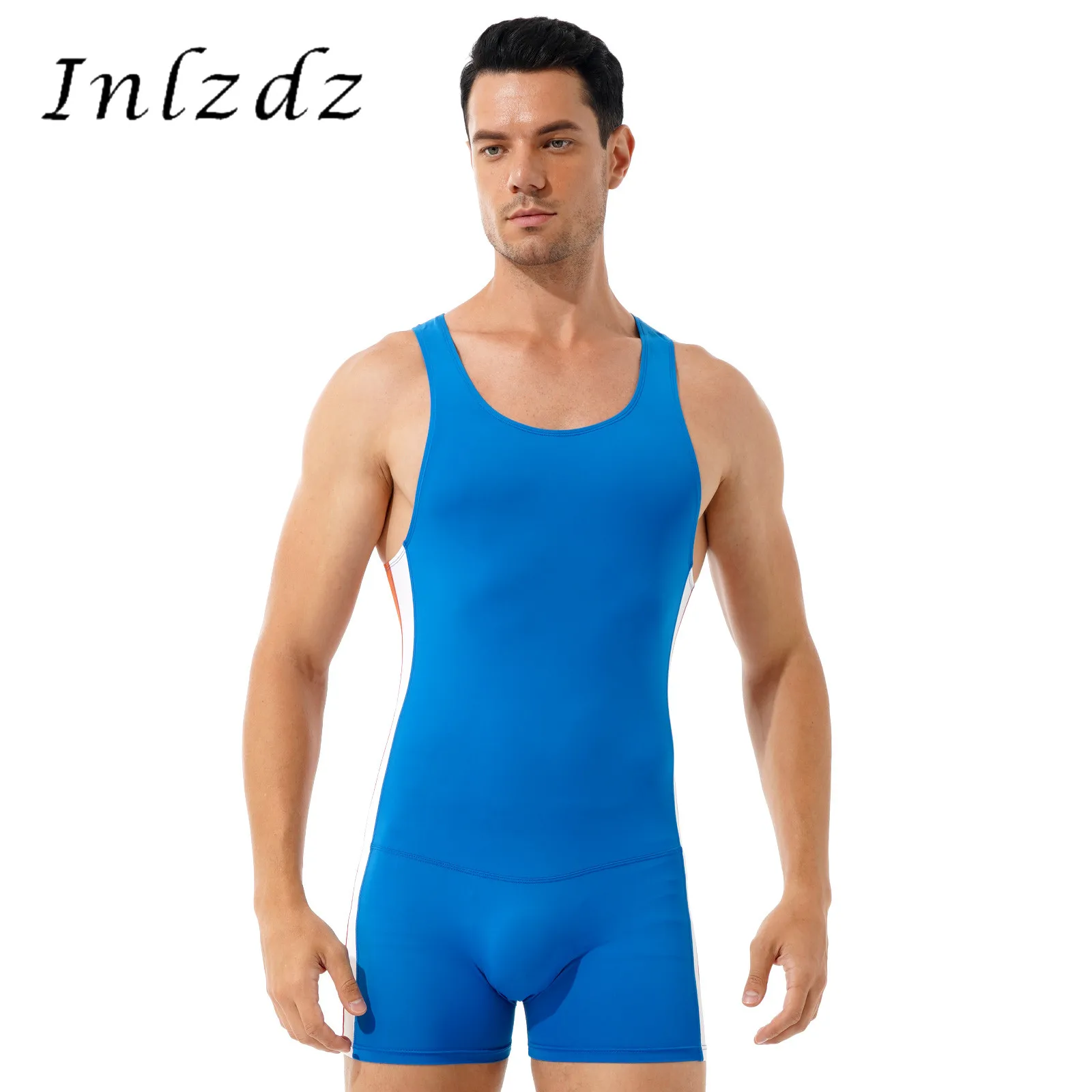 Mens Stripe Athletic Wrestling Skinny Jumpsuit Stretchy Leotard Round Neck Gymnastics Sport Bodysuit Gym Fitness Sportswear
Mens Stripe Athletic Wrestling Skinny Jumpsuit Stretchy Leotard Round Neck Gymnastics Sport Bodysuit Gym Fitness Sportswear