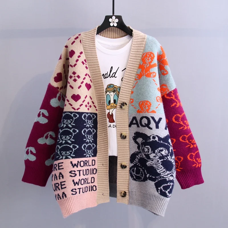 TIGENA Oversized Long Cardigan Women 2021 Autumn Winter Cartoon Print Long Sleeve Knit Sweater Cardigan Female Streetwear Coat
TIGENA Oversized Long Cardigan Women 2021 Autumn Winter Cartoon Print Long Sleeve Knit Sweater Cardigan Female Streetwear Coat
