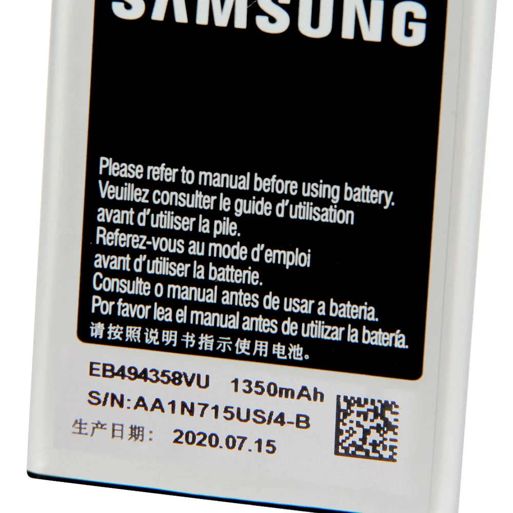 Оригинал Samsung запасная батарея для Galaxy Ace S5830 i569 I579 S5670 S7250D GT S6102 S6818 S5660 EB494358VU 1350 мА