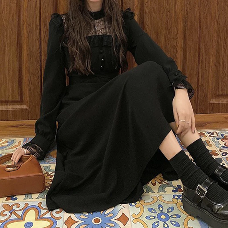 Vintage Lace Dress Women French Puff Sleeve Slim One Piece Dresses Women Spring Korean Elegant Chic Midi Dress Female CX1789
Vintage Lace Dress Women French Puff Sleeve Slim One Piece Dresses Women Spring Korean Elegant Chic Midi Dress Female CX1789