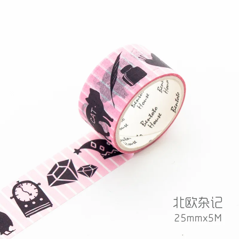 2.5cm*5M Pink Background Black Little Things Paper Decorative Sticker Tape Notebook Album Decoration
2.5cm*5M Pink Background Black Little Things Paper Decorative Sticker Tape Notebook Album Decoration