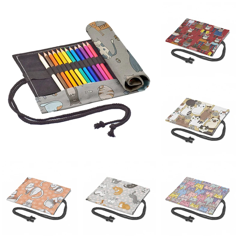Kawaii Cats Printed Canvas Storage Bag Women 12/24/36/48/72 Holes Student Drawing Arting Stationery Pen Bag Roll Pencil Case
Kawaii Cats Printed Canvas Storage Bag Women 12/24/36/48/72 Holes Student Drawing Arting Stationery Pen Bag Roll Pencil Case